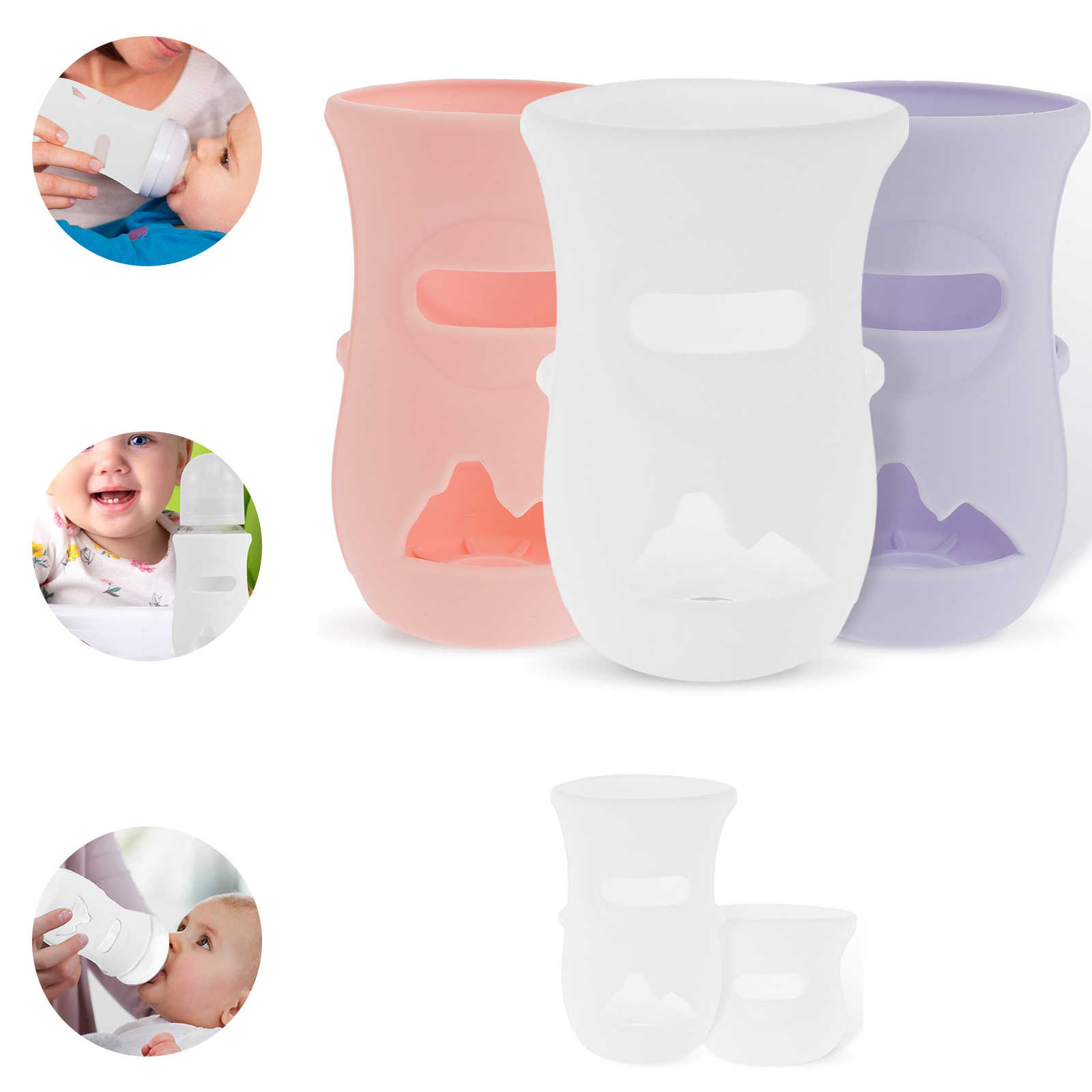 Baby Food Glass - Silicone Sleeves Silicone Baby Bottle Cover